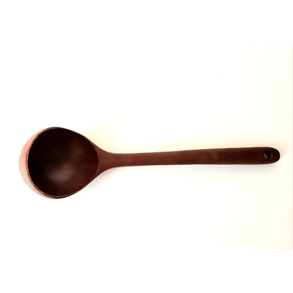 Wooden Ladle Large Long Handled Big Rice Soup Spoon Wood Carved Brown #02